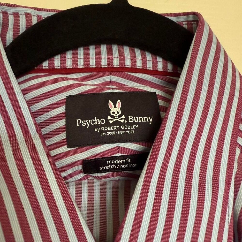 Psycho Bunny by Robert Godley Men’s 17‑34/35 Pink Long Sleeve Button Down Shirt
